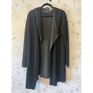 BNCI by Blanc Noir Womens Size Large Black Drape Front Wool Blend Cardigan 060